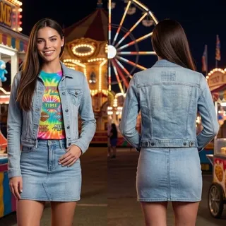Photo of Vintage Hollister Cropped Denim Jacket Womens Medium 33 Chest 20 Length