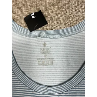 Photo of NWT NUX x Peloton Outside Track Tank Women's XL Blue Striped Workout Top