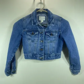 Photo of Forever 21 Girls Cropped Jean Jacket Medium Wash Size Small 7/8 28” Chest
