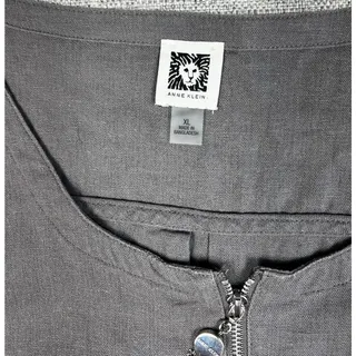 Photo of Anne Klein Womens XL Gray Linen Blend Half Zip Utility Tunic Roll Tab Shirt