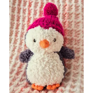 Photo of Jellycat Wee Winter Penguin Plush Fuchsia Pink Pom Pom Hat Mini Stuffed Animal 