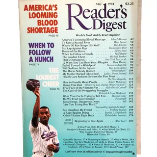 Photo of Reader's Digest May 1994 Vintage Magazine - San Diego Padres Baseball Cover
