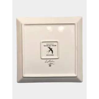 Photo of LIMOGES Puccini Swallow Bird Porcelain 8” Square Plate Limited Edition 313/500