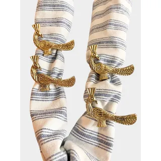Photo of Gold Peacock Bird Napkin Rings Set of 4 Asian Chinoiserie Table Decor