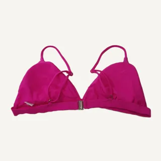 Photo of Hot Pink Triangle Bikini Top Size L Adjustable Straps Hook & Eye Swimwear