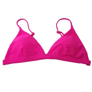 Photo of Hot Pink Triangle Bikini Top Size L Adjustable Straps Hook & Eye Swimwear