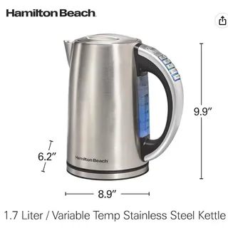 Photo of Hamilton Beach 1.7 Liter Electric Tea Kettle, Water Boiler & Heater- Stainless Steel
