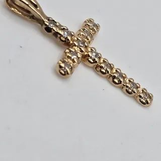Photo of 14K Yellow Gold Diamond Cross Pendant 0.5g