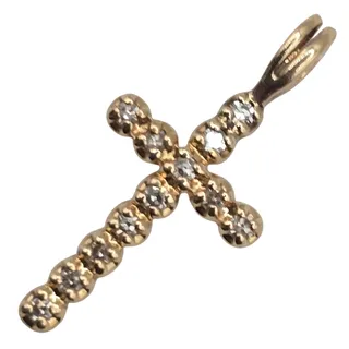 Photo of 14K Yellow Gold Diamond Cross Pendant 0.5g