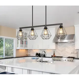 Photo of 4-Light Modern Farmhouse Lights Kitchen Island Adjustable Height, 17.7" wide
