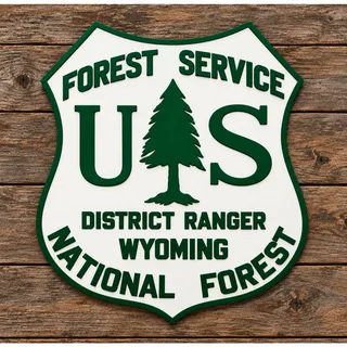 Photo of US Forest Service Wyoming District Ranger Sign National Forest Park CUSTOMIZE