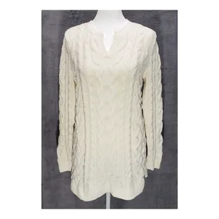 Photo of Vintage 90s J.Jill Chenille Cable Knit Tunic Sweater Cream Small Scandi Cozy 
