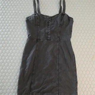 Photo of Intimately Free People Denim Bustier Mini Dress Washed Black Size L NWT