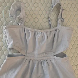 Photo of LIKELY Cutout Ruffle Midi Dress Pale Blue Size 6