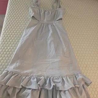 Photo of LIKELY Cutout Ruffle Midi Dress Pale Blue Size 6