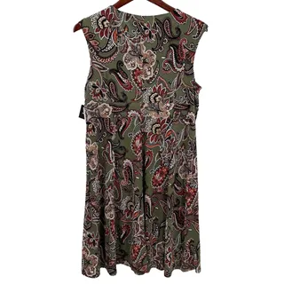 Photo of Sandra Darren Woman's M Olive Paisley Fit Flare Midi Dress Sleeveless NWT