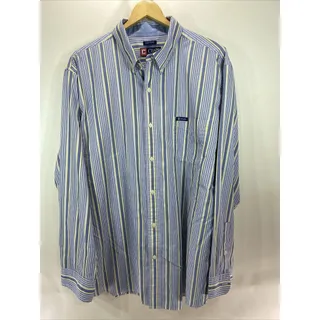 Photo of Chaps Easy Care Blue Yellow Stripe Long Sleeve Button Shirt Men's XXL 50"-52"