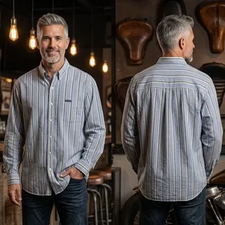 Photo of Chaps Easy Care Blue Yellow Stripe Long Sleeve Button Shirt Men's XXL 50"-52"