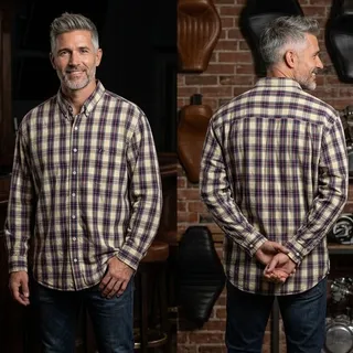Photo of Izod Long Sleeve Button Down Shirt Yellow Red Plaid Men’s XXL 56" Chest 