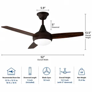 Photo of Ceiling Fan with Light & Remote Quiet Reversible DC Fan Dimmable 2k,4k,6k CCT