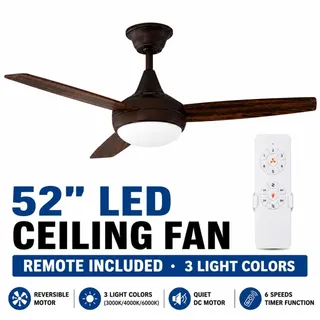 Photo of Ceiling Fan with Light & Remote Quiet Reversible DC Fan Dimmable 2k,4k,6k CCT
