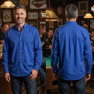 Photo of Chaps Blue Button Long Sleeve Classic Fit Twill Shirt Men's Size XXL 18-18 1/2