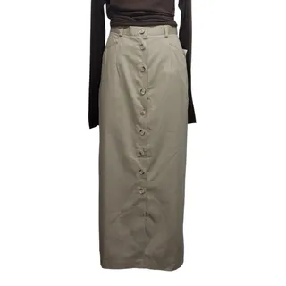 Photo of Vintage Bedford Fair Maxi Skirt Sz 7-8 Khaki 90s Office Siren Workwear
