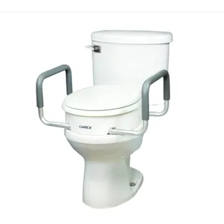 Photo of Carex Raised Toilet Seat 3.5 Inch with Padded Arms Elongated Toilet 250 lb