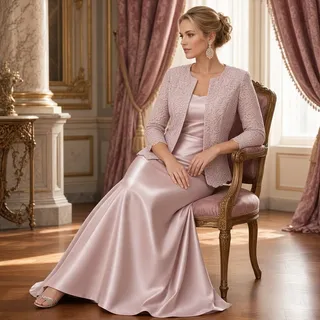 Photo of G-54 Alex Evenings Women’s Lace Jacket & Lace‑Top Gown – Size 14 – NWT (Taupe)