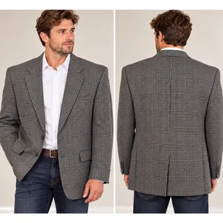 Photo of Vintage Haggar Collections Men's Gray Black Glen Plaid Blazer Sport Coat Shoulder Pads
