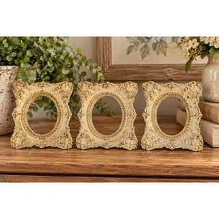 Photo of Set of 3 Vintage Ornate Oval Picture Frames – Shabby Chic Victorian Style 4.25" x 3.75"