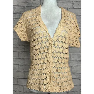 Photo of Adorable Boho Grandma Chic Cottagecore Crochet Button Up Blouse