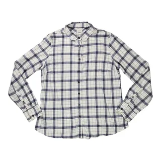Photo of J Crew Women LG Perfect Fit Navy White Plaid Cotton Button Up Shirt Fall Preppy