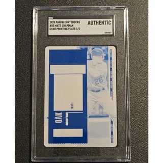 Photo of 2020 Panini Contenders #50 Matt Chapman Printing Plates Cyan SGC Authentic #/1