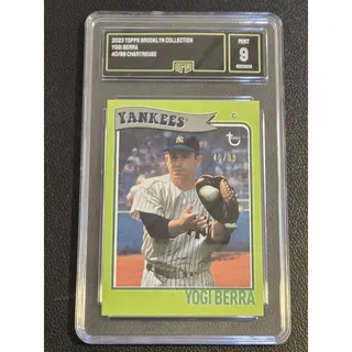 Photo of 2023 Topps Brooklyn Collection Yogi Berra Chartreuse GMA 9