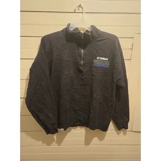 Photo of Yamaha Sweatshirt Mens L Quarter Zip Fleece Pullover Long Sleeve Black Logo