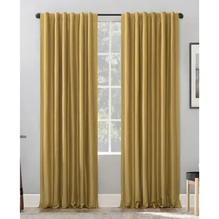 Photo of Sun Zero Evelina Dupioni Silk Blackout Curtain Panel 50x95 Gold Single Panel
