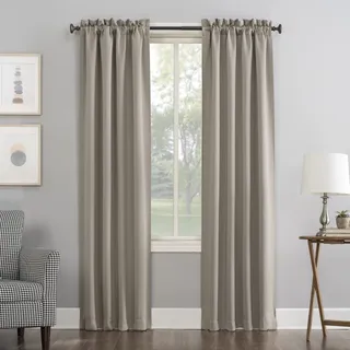 Photo of Sun Zero Nolan Blackout Rod Pocket Curtain 40x84 Stone Thermal Single Panel