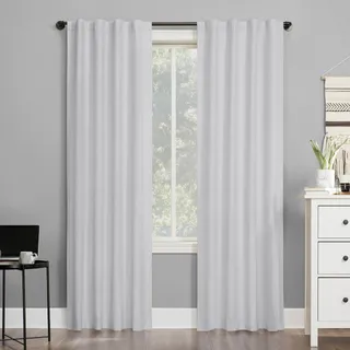 Photo of Sun Zero Cyrus 100% Blackout Back Tab Curtain Panel 40x84 White Thermal Single