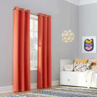 Photo of Sun Zero Riley Kids Blackout Grommet Curtain Panel 40x84 Orange Energy Saving