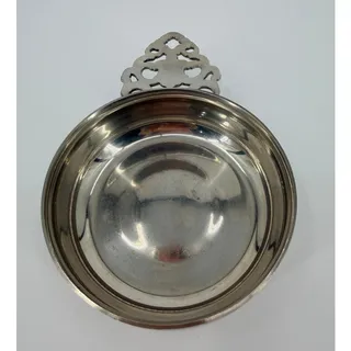 Photo of Vintage Williamsburg Stieff Pewter Porringer Bowl Ornate Handle Colonial Style