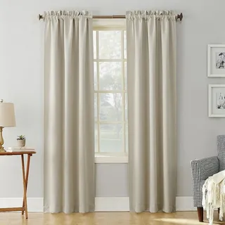 Photo of Sun Zero Nolan 40x84 Pearl Blackout Rod Pocket Curtain Panel Thermal Single
