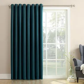 Photo of Sun Zero Bartlett Teal 100x84 Room Darkening Extra Wide Patio Door Curtain Panel