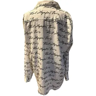 Photo of Karl Lagerfeld Signature Logo White Black Blouse XL