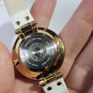 Photo of Vintage Anne Klein Womens Watch White Dial Gold Case White Leather Strap Quartz