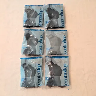 Photo of Silkies NewInPackage Vtg 90s Lot (6) ControlTop Pantyhose Women's L Navy/Beige