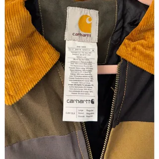 Photo of Reworked Carhartt Patchwork Jacket Large Multicolor Pink Blue Corduroy Collar
