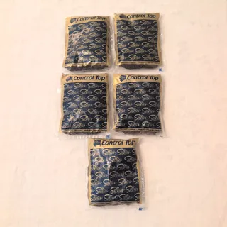 Photo of Silkies NewInPackage Vtg90s Lot (5) ControlTop Pantyhose Women's L Mocha/Taupe