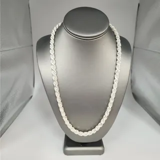 Photo of Heavy solid 925 Sterling Silver Byzantine Rope Chain Necklace 24" 7.4mm 100g