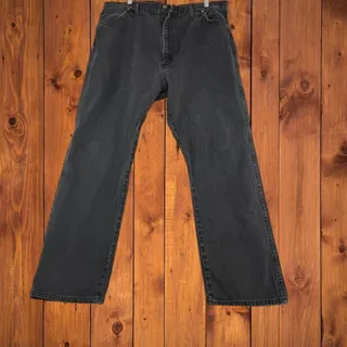 Photo of Share Vintage Wrangler Jeans Mens 42x32 Black Faded Denim USA Made Relaxed Fit